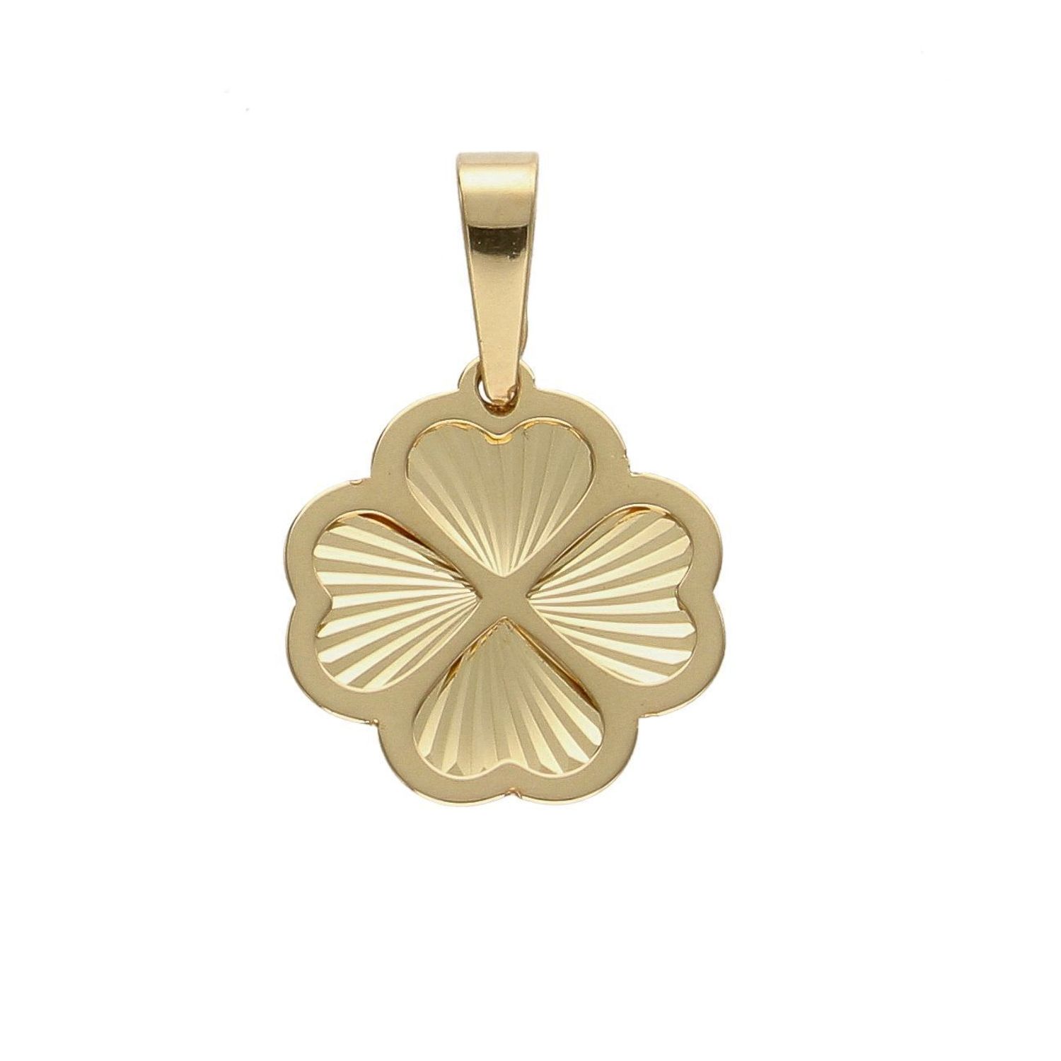 Złota zawieszka grawerowana koniczynka ZA 5975.jpg